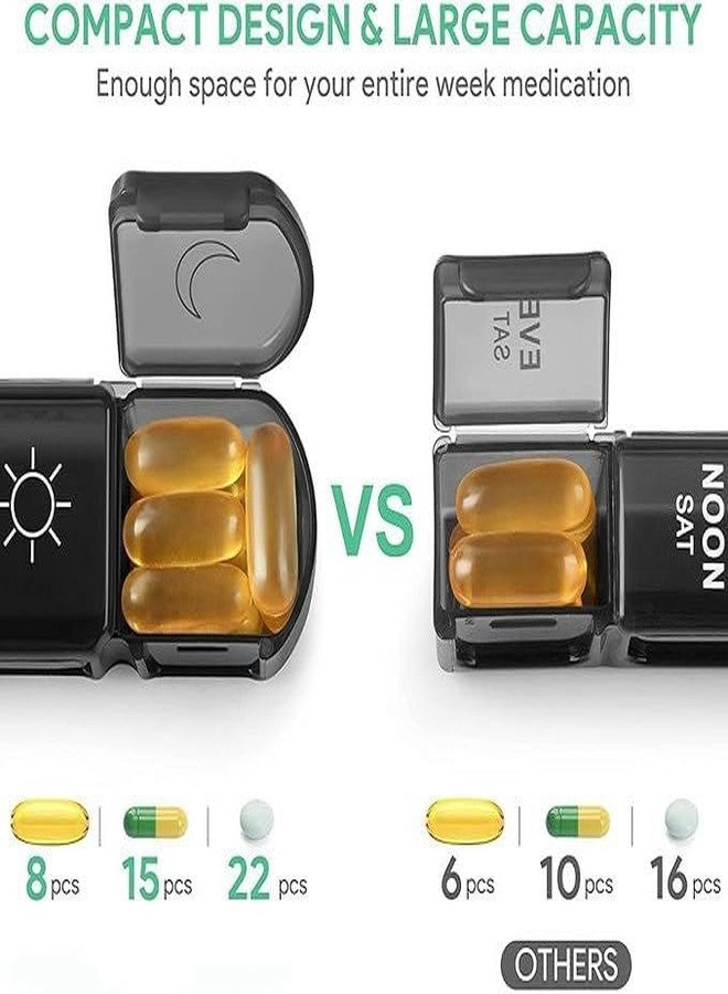 Green Scapper Presents New 7 Days 21 Compartments Portable Black Weekly Day and Night Box for Medicine Supplement - Image 2
